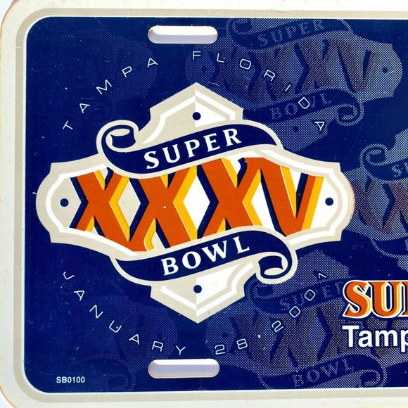 NFL Super Bowl 35 License Plate Plastic XXXV Tampa Florida Jan 2001 6x12 Inch - Picture 1 of 6
